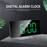 Fashion Curved Screen Clock Electronic Clock Large Screen LED Mirror Clock Silent Alarm Clock